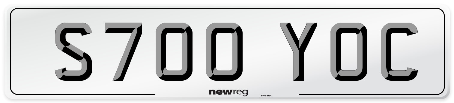 S700 YOC Number Plate from New Reg